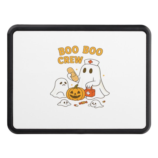 Boo Boo Crew Nurse Funny Halloween Ghost Nurse Gir Trailer Hitch Cover (Front)