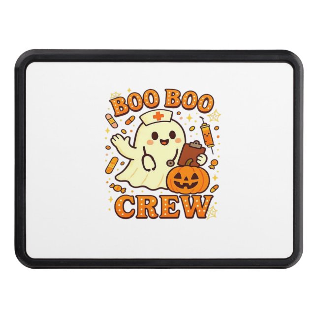 Boo Boo Crew Nurse Funny Halloween Ghost Nurse Gir Trailer Hitch Cover (Front)