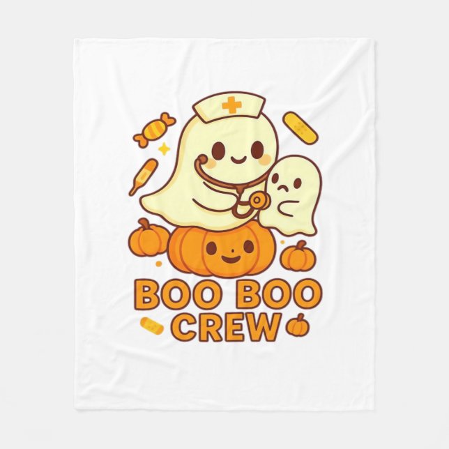 Boo Boo Crew Nurse Ghost Classic T-Shirt Fleece Blanket (Front)