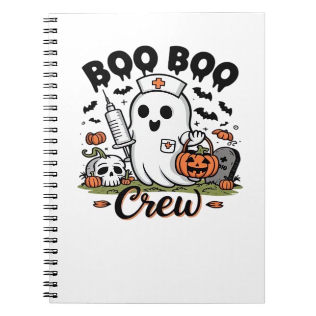 Boo Boo Crew Nurse Ghost Classic T-Shirt Notebook (Front)