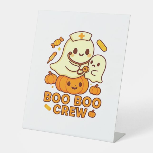 Boo Boo Crew Nurse Ghost Classic T-Shirt Pedestal Sign (Front)