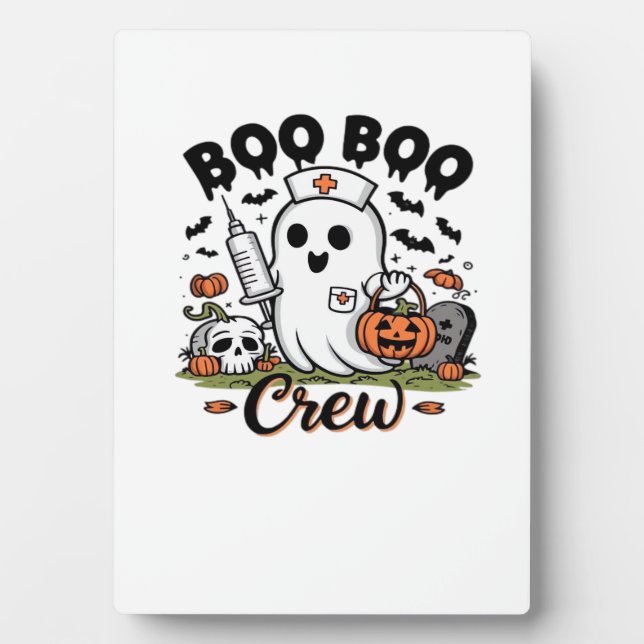 Boo Boo Crew Nurse Ghost Classic T-Shirt Plaque (Front)