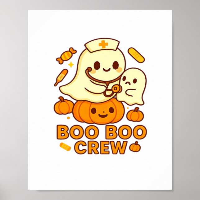 Boo Boo Crew Nurse Ghost Classic T-Shirt Poster (Front)