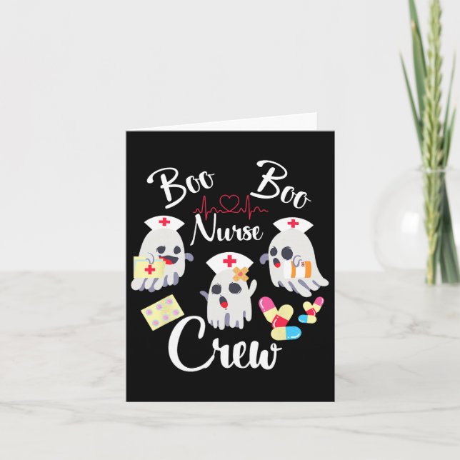 Boo Boo Crew Nurse Ghost Costume Funny Halloween G Card (Front)