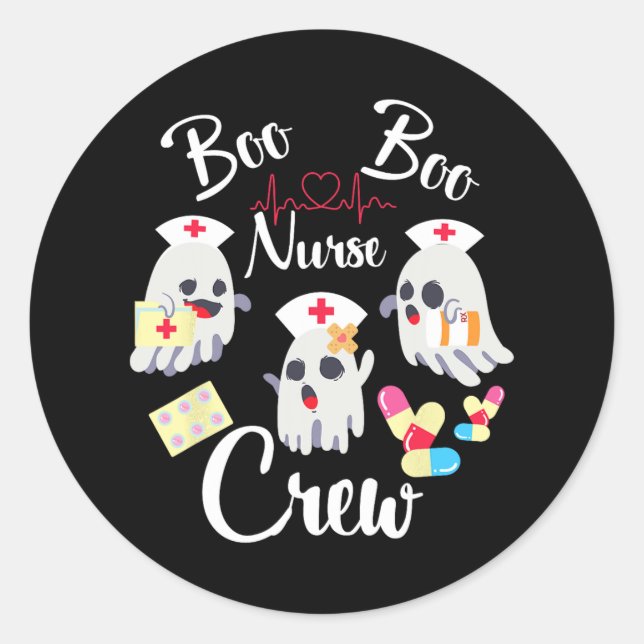 Boo Boo Crew Nurse Ghost Costume Funny Halloween G Classic Round Sticker (Front)
