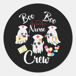 Boo Boo Crew Nurse Ghost Costume Funny Halloween G Classic Round Sticker