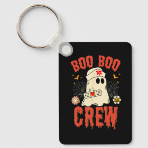Boo Boo Crew Nurse Ghost Funny Halloween Costume Keychain