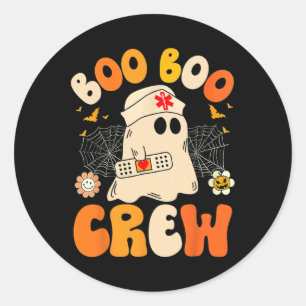 Boo Boo Crew Nurse Ghost Halloween Classic Round Sticker