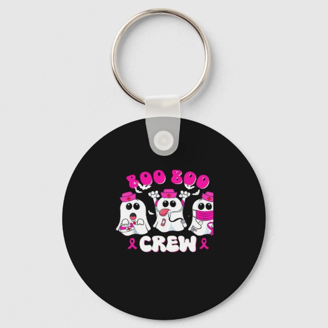 Boo Boo Crew Nurse Halloween Costume Ghost Breast  Keychain (Front)