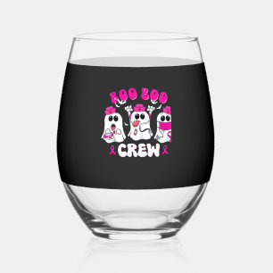 Boo Boo Crew Nurse Halloween Costume Ghost Breast  Stemless Wine Glass