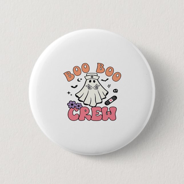 Boo Boo Crew Nurse Halloween Ghost Funny Classic T 2 Inch Round Button (Front)
