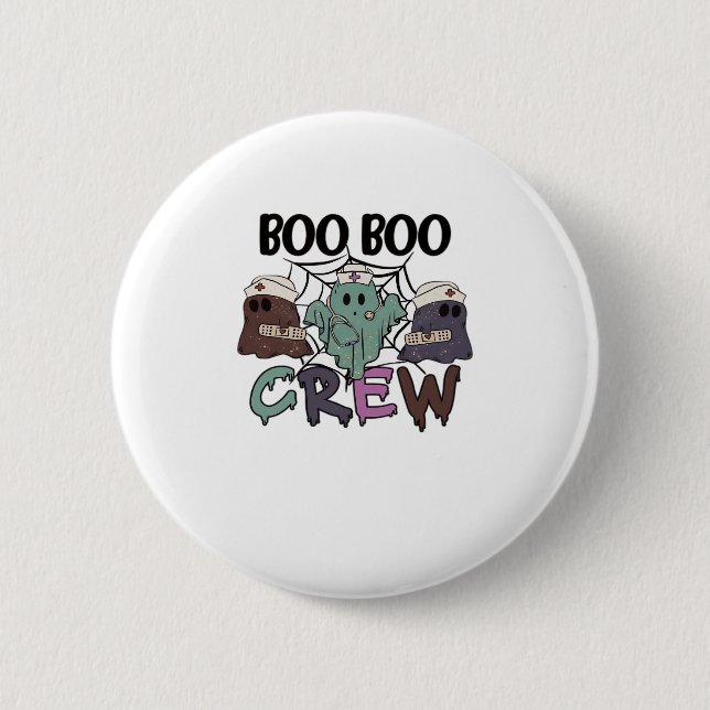 Boo Boo Crew Nurse Halloween Ghost Funny Classic T 2 Inch Round Button (Front)