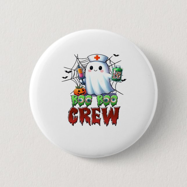 Boo Boo Crew Nurse Halloween Ghost Funny Classic T 2 Inch Round Button (Front)