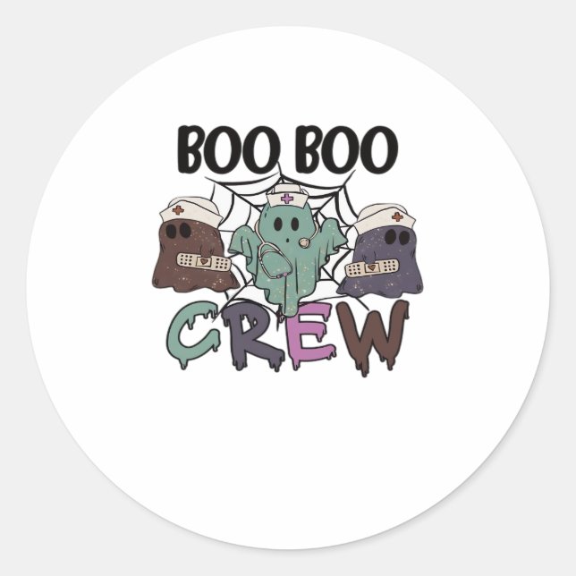 Boo Boo Crew Nurse Halloween Ghost Funny Classic T Classic Round Sticker (Front)