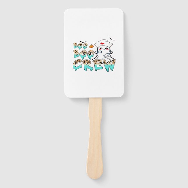 Boo Boo Crew Nurse Halloween Ghost Funny Classic T Hand Fan (Front)