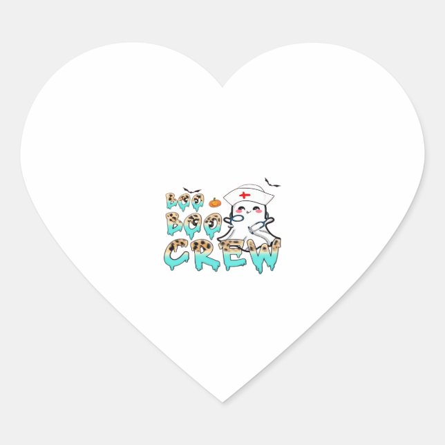 Boo Boo Crew Nurse Halloween Ghost Funny Classic T Heart Sticker (Front)