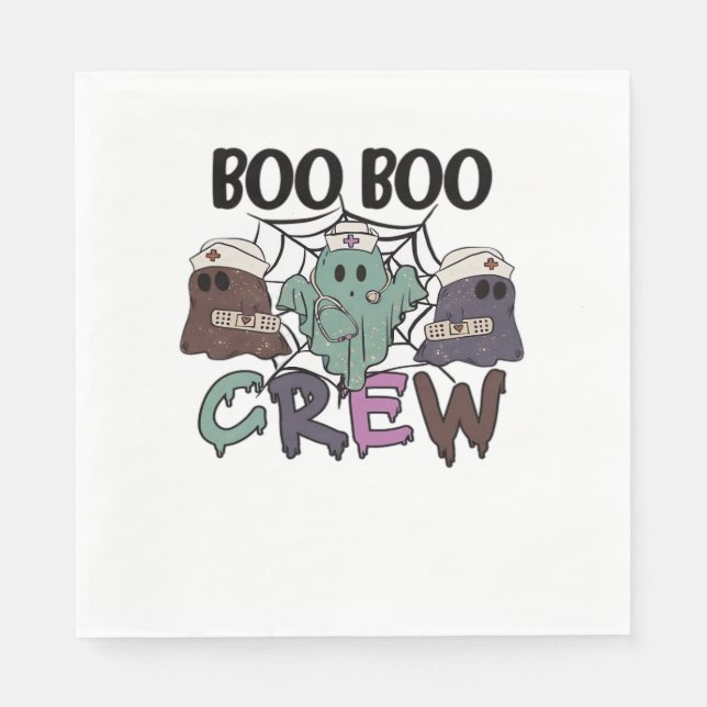 Boo Boo Crew Nurse Halloween Ghost Funny Classic T Napkin (Front)
