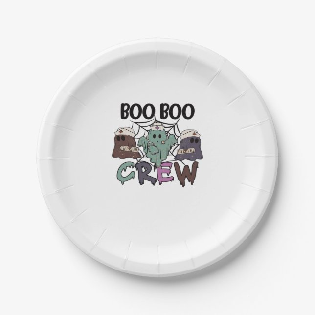 Boo Boo Crew Nurse Halloween Ghost Funny Classic T Paper Plate (Front)