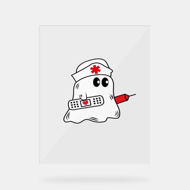Boo Boo Crew Nurse Halloween Ghost Funny Oversized Acrylic Sign (Front)