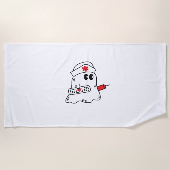 Boo Boo Crew Nurse Halloween Ghost Funny Oversized Beach Towel (Front)
