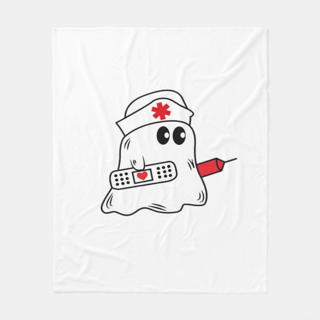 Boo Boo Crew Nurse Halloween Ghost Funny Oversized Fleece Blanket (Front)