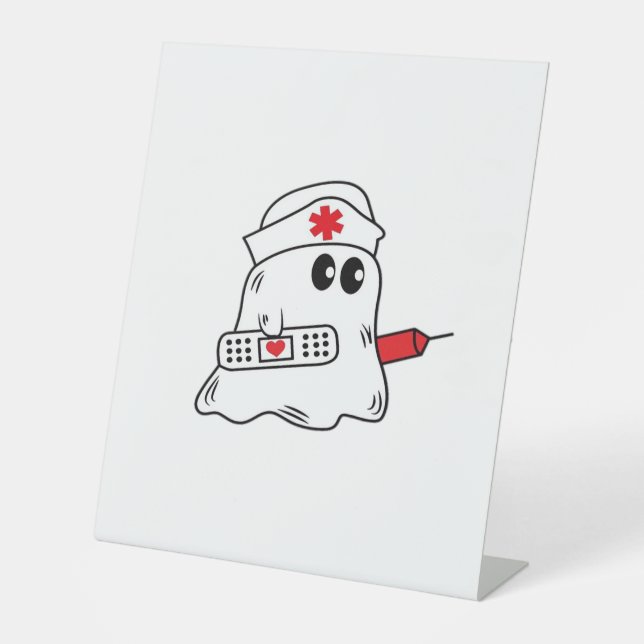 Boo Boo Crew Nurse Halloween Ghost Funny Oversized Pedestal Sign (Front)