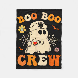 Boo Boo Crew Nurse Shirt Funny Ghost Retro Hallowe Fleece Blanket