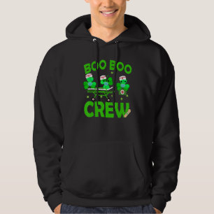 Boo Boo Crew Nurse St Patrick S Day Shamrock Face Hoodie