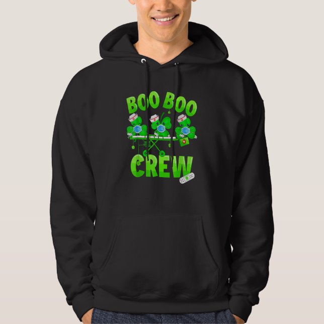 Boo Boo Crew Nurse St Patrick's Day Shamrock Face  Hoodie (Front)