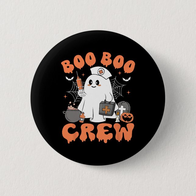 Boo Boo Crew Nurse Women Cute Ghost Halloween Nurs 2 Inch Round Button (Front)