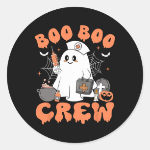 Boo Boo Crew Nurse Women Cute Ghost Halloween Nurs Classic Round Sticker
