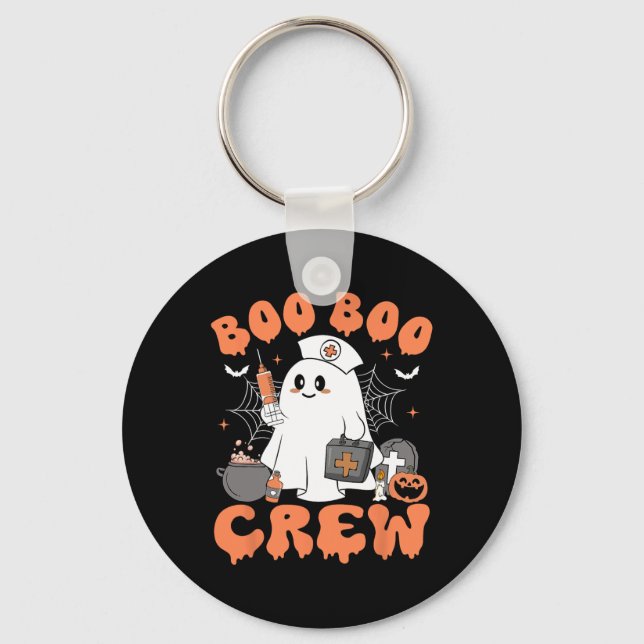 Boo Boo Crew Nurse Women Cute Ghost Halloween Nurs Keychain (Front)