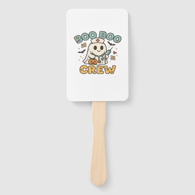 Boo Boo Crew Shirt � Funny Ghost Halloween Nurse & Hand Fan (Front)