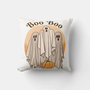 Boo Boo Cute Ghost Funny Halloween Groovy Throw Pillow