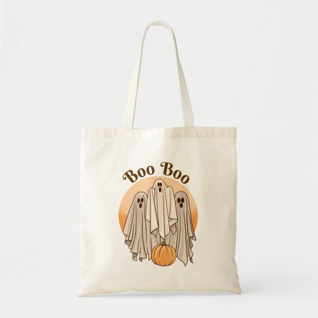 Boo Boo Cute Ghost Funny Halloween Groovy Tote Bag (Front)