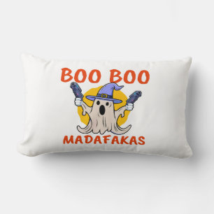 Boo Boo Madafakas Funny Halloween Ghost Lumbar Pillow