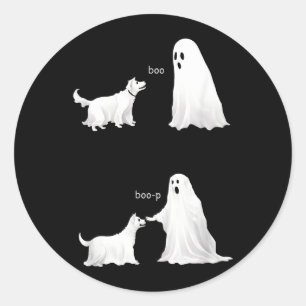Boo Boo-P Dog Ghost Halloween Classic Round Sticker