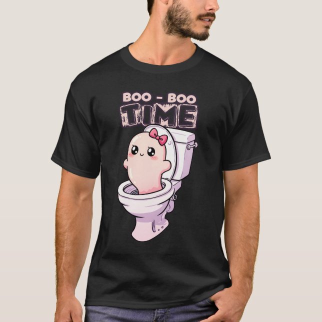 Boo-Boo Time – Funny Ghost Toilet Design T-Shirt (Front)