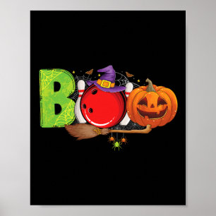Boo Bowling Byll Pins Lover Bowling Halloween Cost Poster