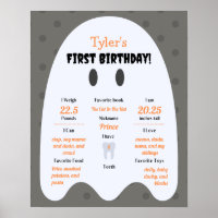 Boo ! Boys Halloween 1er Anniversaire Poster de ja