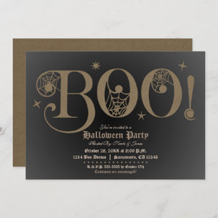 BOO Brown Rustic Elegant Halloween Costume Party   Invitation