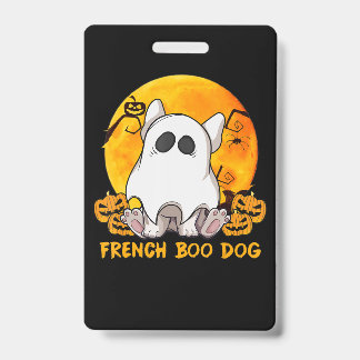 Boo Bulldog with Pumpkin Spider and Moon Badge