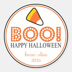 Boo! Candy Corn (Black / Orange) Classic Round Sticker