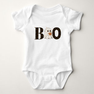 Boo Candy Corn Lettering with Ghost and Confetti Baby Bodysuit