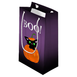 BOO ! Chat mignon dans un sac cadeau Citrouille