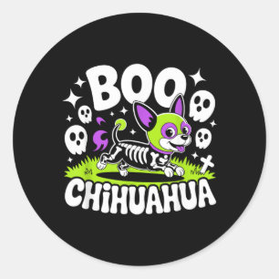Boo Chihuahua Dog - Creepy Cute Dog Halloween Classic Round Sticker
