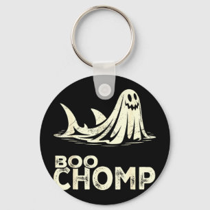 Boo chomp – funny ghost shark halloween retro  keychain