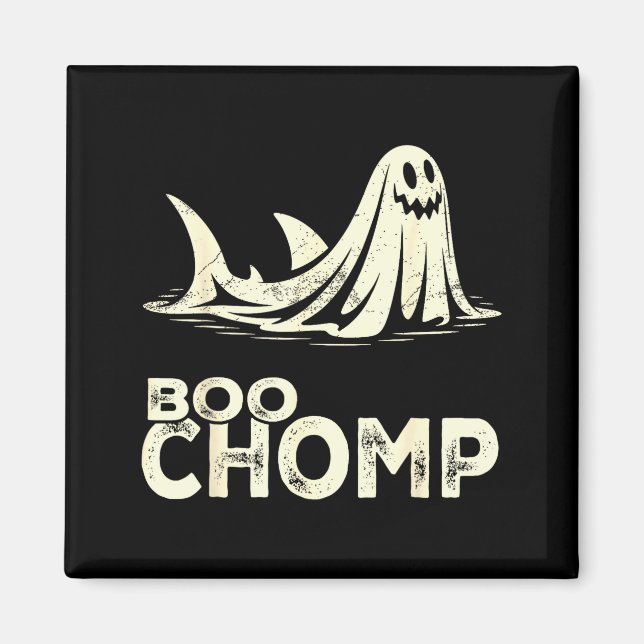 Boo chomp – funny ghost shark halloween retro  magnet (Front)