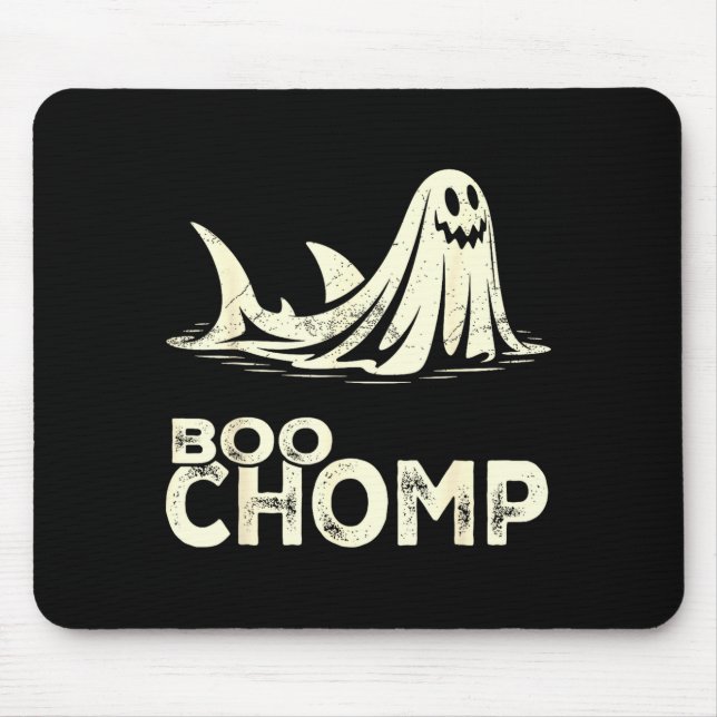 Boo chomp – funny ghost shark halloween retro  mouse pad (Front)
