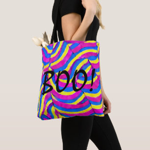 Boo Colourful modern happy pattern purple yellow Tote Bag